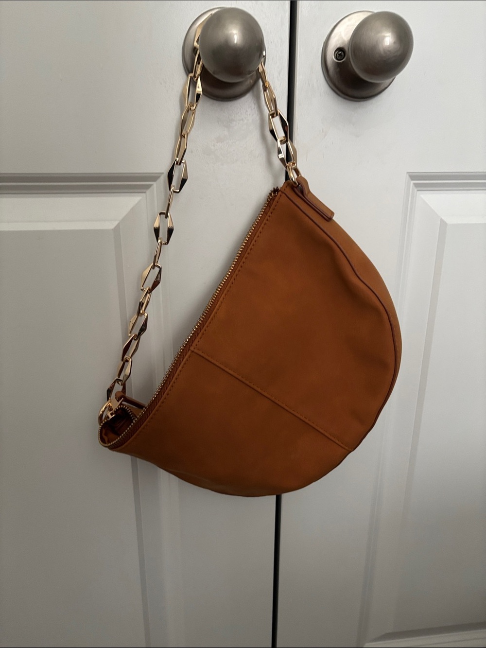Universal Thread Cognac Crescent Shoulder Bag with Gold Chain